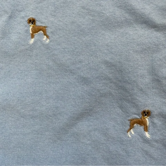 Janie and Jack Embroidered Boxer Dog Long Sleeve Oxford Button Up Size 5 - Picture 5 of 9